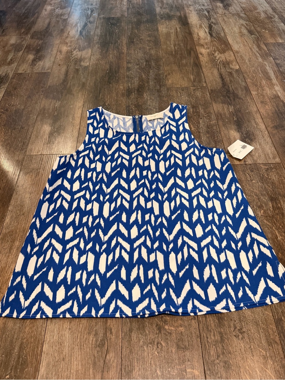 Everly Blue and White Patterned Tank Top